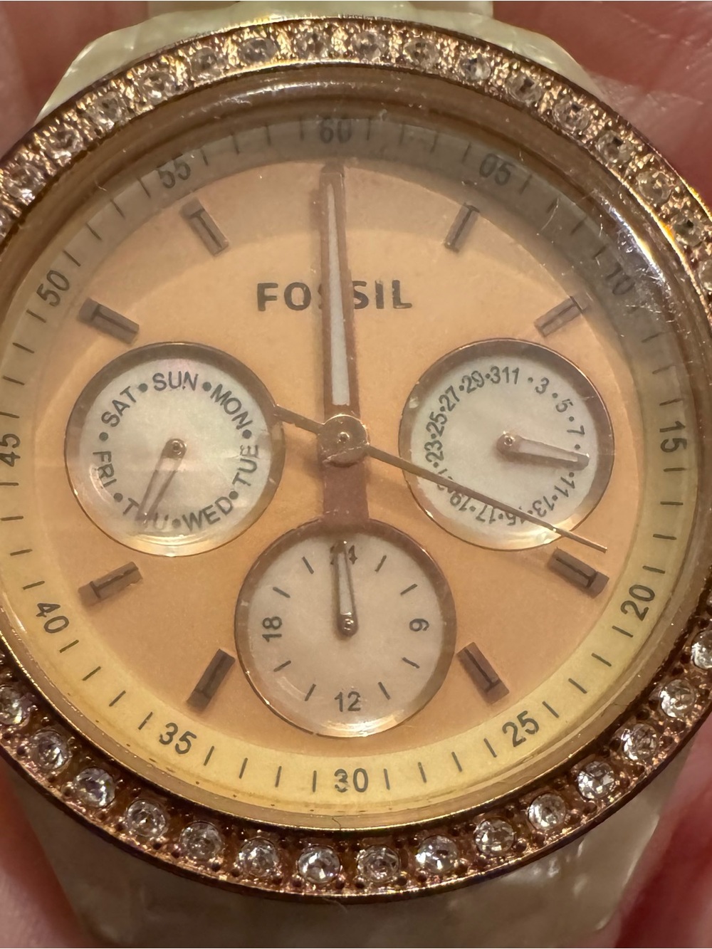 Fossil Gold Crystal-Accent Multifunction Watch